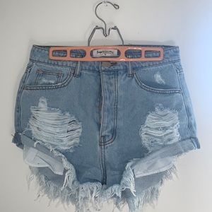 Light wash jean shorts